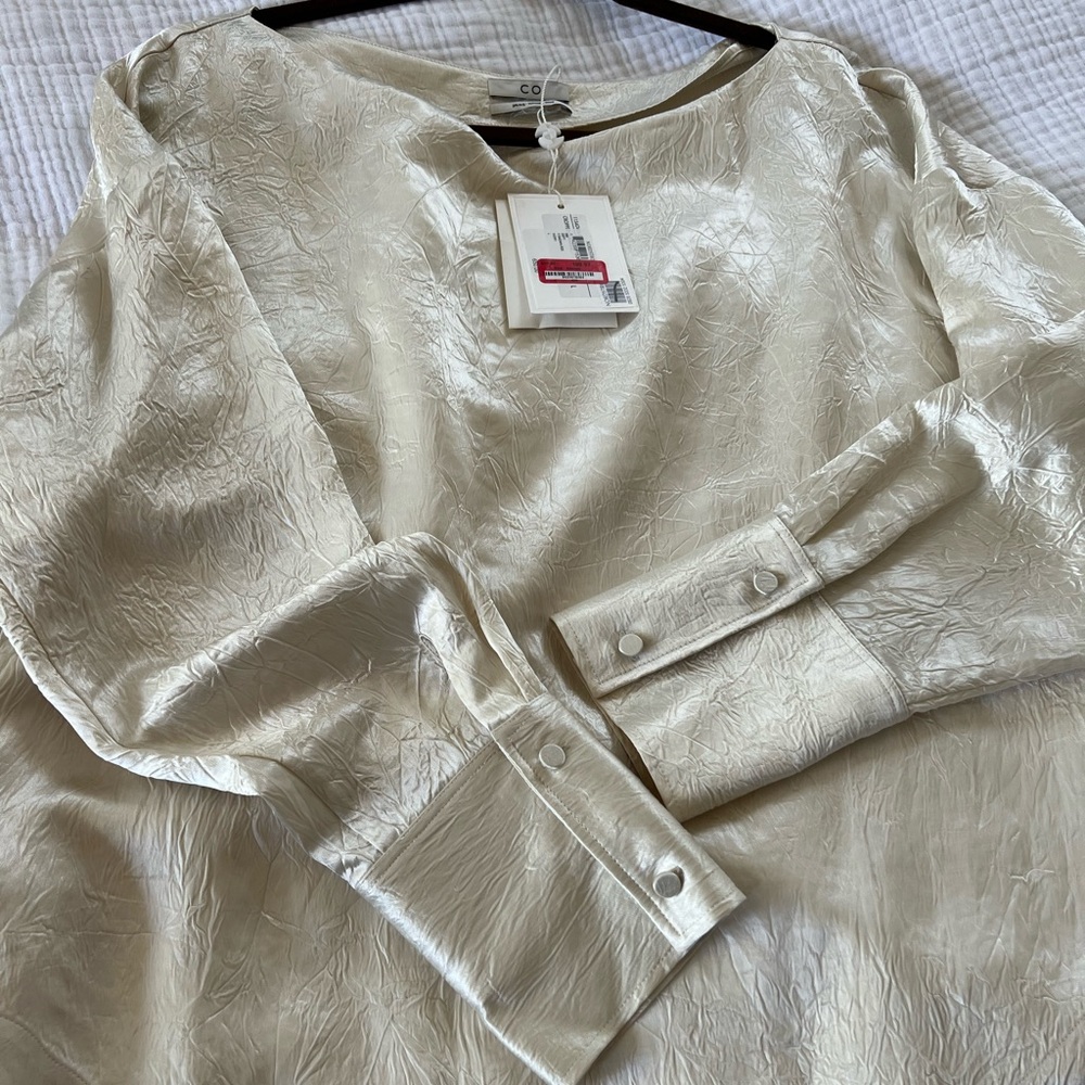 DESIGNER CO SILK BLOUSE NWT IVORY Large